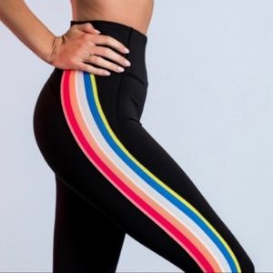 IVL Collective Rainbow Stripe High Waist Leggings Size 6